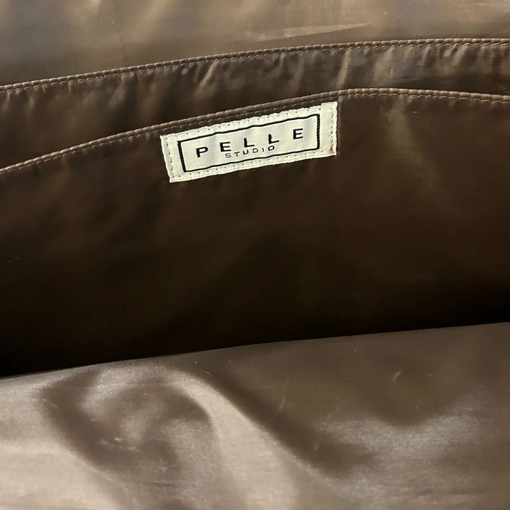 PELLE STUDIO VINTAGE CHOCOLATE BROWN LEATHER MANY COMPARTMENTS LAB/BREIF BAG